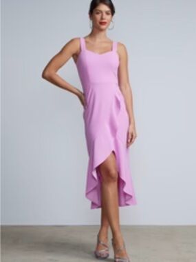 New York & Company Pink Lilac High-Low Tulip Dress